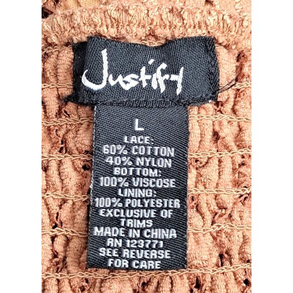 Y2K Justify L Rust Brown Leaf Lace Fairycore Boho Ruffle Mini Sundress Back - Picture 2 of 11